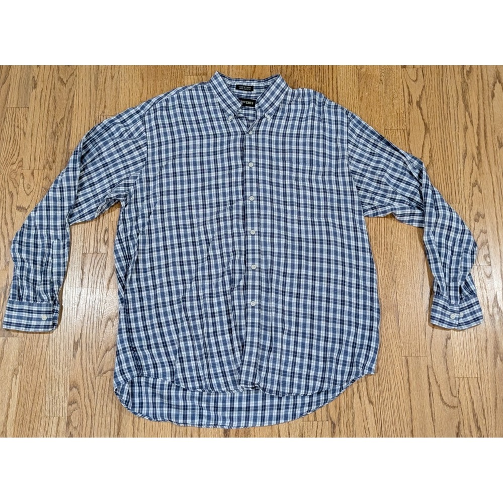Britches Great Outdoors Long Sleeve Blue Plaid Button Up Soft Shirt Men's XL